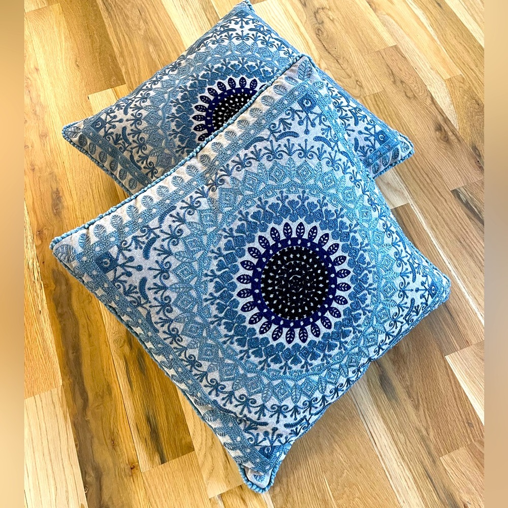 Set of two decorative throw pillows 18 in by 18 in